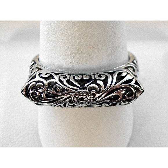 925 STERLING SILVER Unique Floral Swirls Statement Ring - Picture 3 of 16